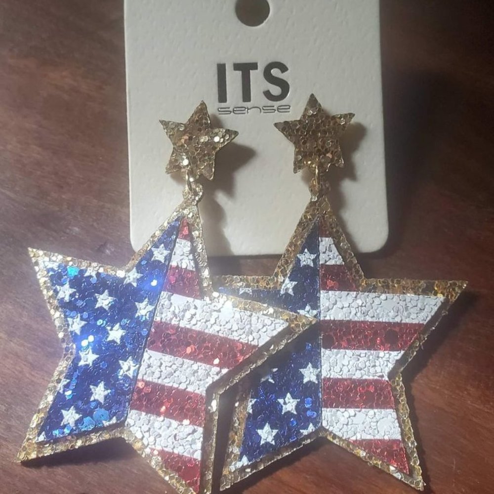 Red White And Blue Beaded Earrings